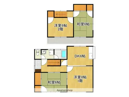 中央本線 竜王駅 徒歩10分 2階建 築37年(4DK)の間取り写真