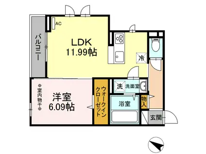 プラシードK(1LDK/3階)の間取り写真