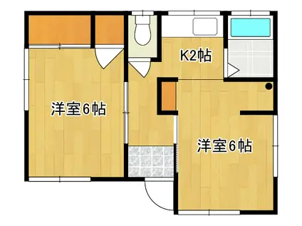 中央本線 竜王駅 徒歩38分 1階建 築52年(2K)の間取り写真