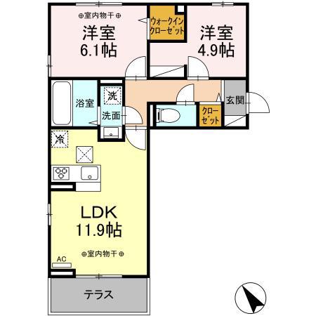 アーバンゲートV(2LDK/1階)の間取り写真