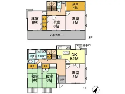 中央本線 竜王駅 バス乗車時間:16分 KAI・遊・パーク入口(甲斐市)バス停で下車 徒歩4分 2階建 築37年(6DK)の間取り写真