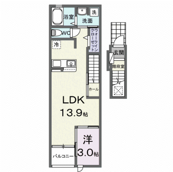 エターナル ヴィレッジⅢ(1LDK/2階)の間取り写真
