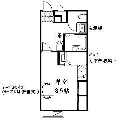 レオパレスガーデン(1K/1階)の間取り写真