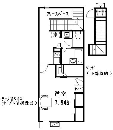 レオパレスSTAGEA(1K/2階)の間取り写真