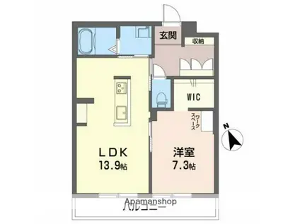 エスタシオン(1LDK/3階)の間取り写真