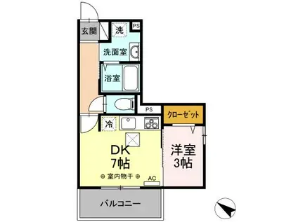 セジュールIMACHI(1DK/1階)の間取り写真