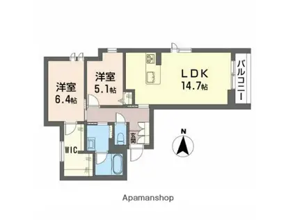 稲葉シャーメゾン(2LDK/3階)の間取り写真