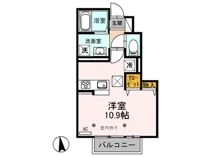 セジュール ケイ2(ワンルーム/1階)の間取り写真