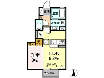 しなの鉄道 屋代駅 徒歩11分 2階建 築3年(1LDK/1階)の間取り写真