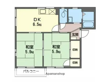 フレグランスグリーン(2DK/2階)の間取り写真