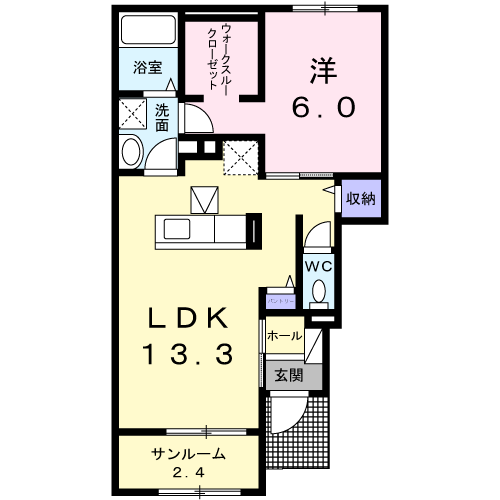 KMレジデンスⅢ(1LDK/1階)の間取り写真