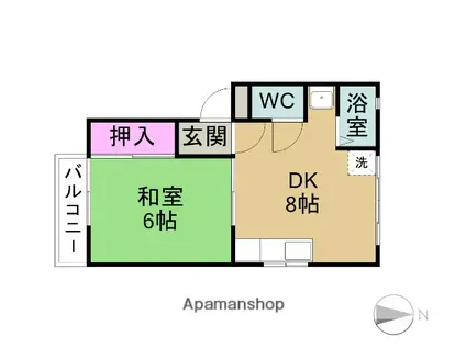 ハイツみどり(1DK/1階)の間取り写真