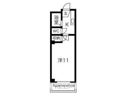 ローズⅢ(1K/2階)の間取り写真