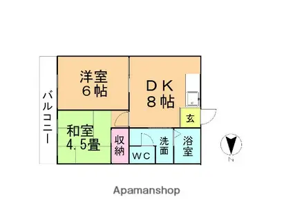 レジデンスカワセ(2LDK/2階)の間取り写真