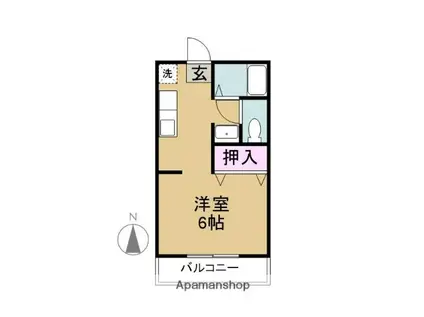 アンビション(1K/1階)の間取り写真