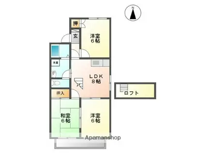 ラポールおおい(3DK/2階)の間取り写真