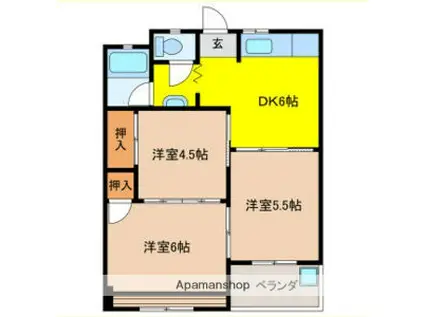 ハイツ松野(3DK/3階)の間取り写真