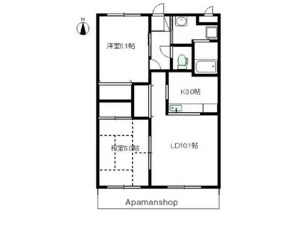 アムール(2LDK/1階)の間取り写真