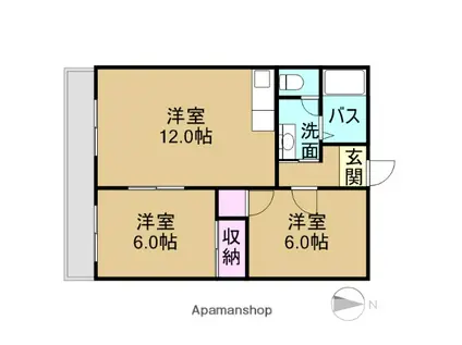メゾンド佐久間Ⅱ(2LDK/2階)の間取り写真