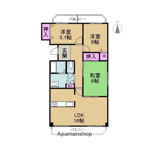 グランサム(3LDK/2階)の間取り写真