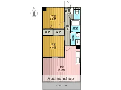 メゾンドフォンテーヌ(2LDK/5階)の間取り写真