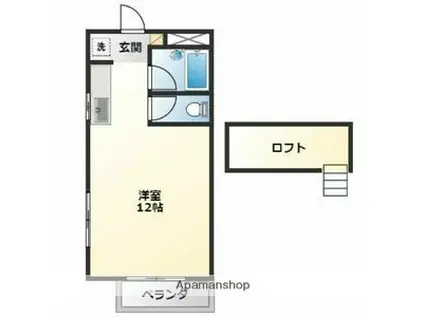 ハウスパインヒルⅡ(ワンルーム/2階)の間取り写真