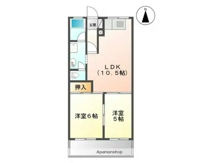 サンライズ棚橋(2LDK/1階)の間取り写真