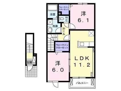 サンリット ヴィオラ(2LDK/2階)の間取り写真