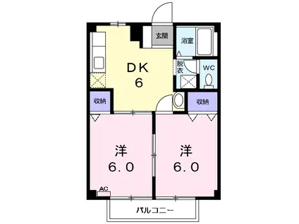 ドリーミー山中A(2DK/2階)の間取り写真