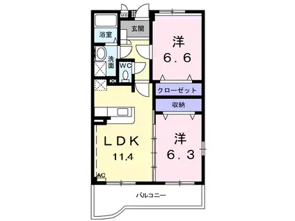セレニータC(2LDK/2階)の間取り写真