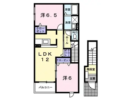 エスポワールK(2LDK/2階)の間取り写真