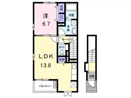 サンフィールド(1LDK/2階)の間取り写真