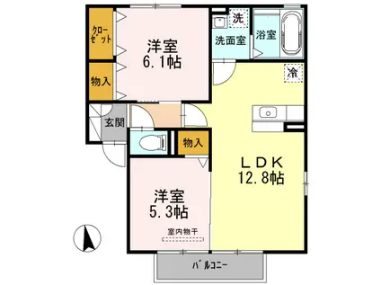 ペジーブル大垣(2LDK/1階)の間取り写真