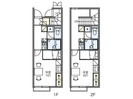 レオパレスメルベーユ(1K/1階)の間取り写真