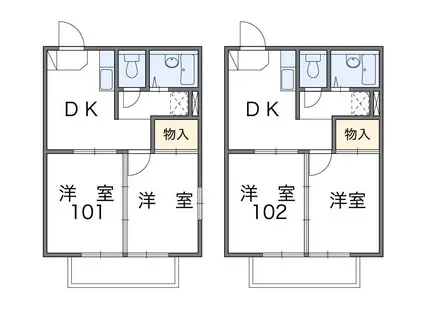 レオパレス大巻A(2DK/2階)の間取り写真
