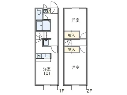 レオパレスアゼリア(2DK/1階)の間取り写真