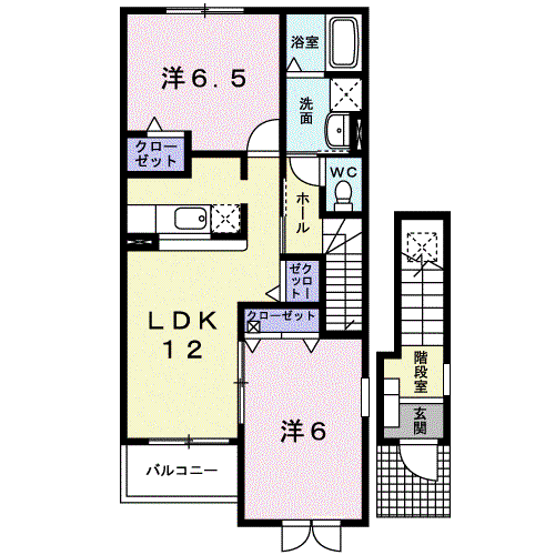 リバーサイドホヅミⅠ(2LDK/2階)の間取り写真
