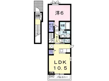 ソレアードⅤ B(1LDK/2階)の間取り写真