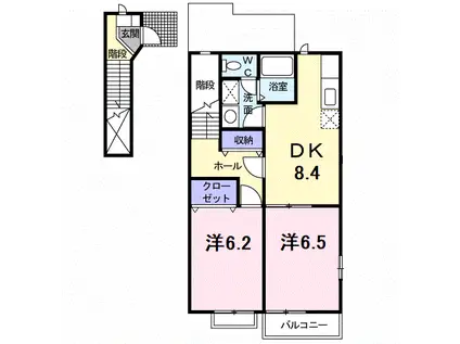 ヴィラアルトピアーノA(2DK/2階)の間取り写真