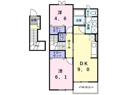 フォーレ(2DK/2階)の間取り写真