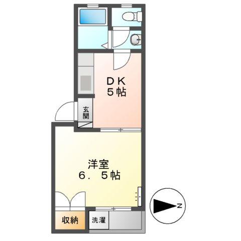 リバティヒルズ56(1DK/1階)の間取り写真
