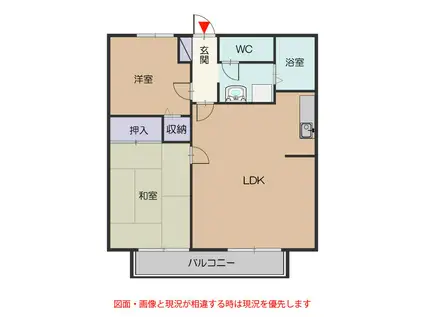 サンライフ飯田(2LDK/1階)の間取り写真