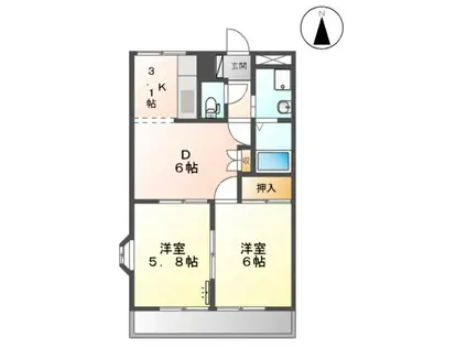 REFINE箕浦(2DK/1階)の間取り写真