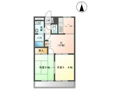 REFINE箕浦(2DK/1階)の間取り写真