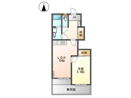 スカイ・ピース(1LDK/1階)の間取り写真