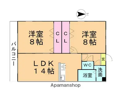 コンソート(2LDK/3階)の間取り写真