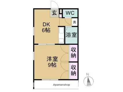 リバーライズⅡ(1DK/2階)の間取り写真