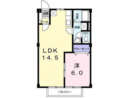 ジョイハイツⅡ(1LDK/2階)の間取り写真
