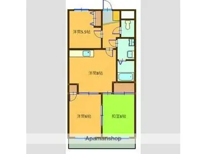 エステート村木(3DK/2階)の間取り写真