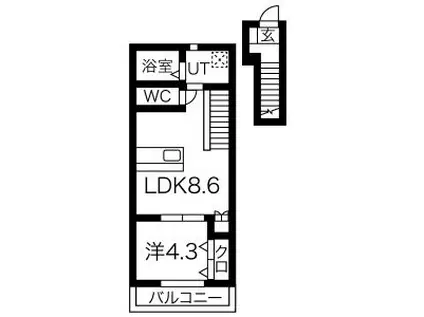 レジョイエ羽島(1LDK/2階)の間取り写真